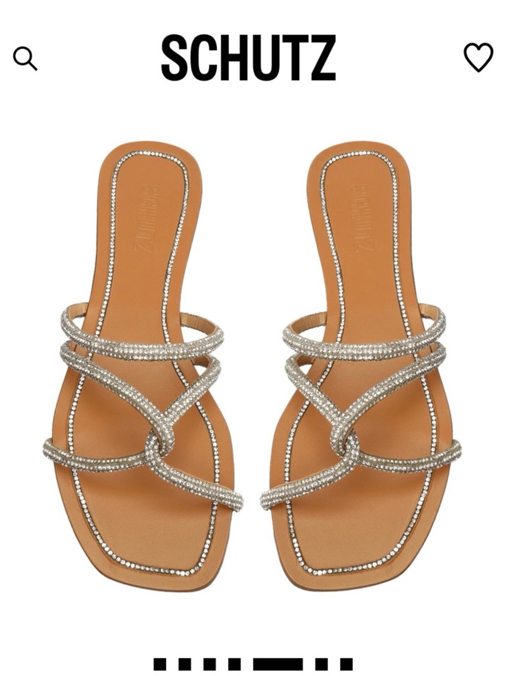 SCHUTZ Tan Slide Sandals with Crystal-Strap Detailing